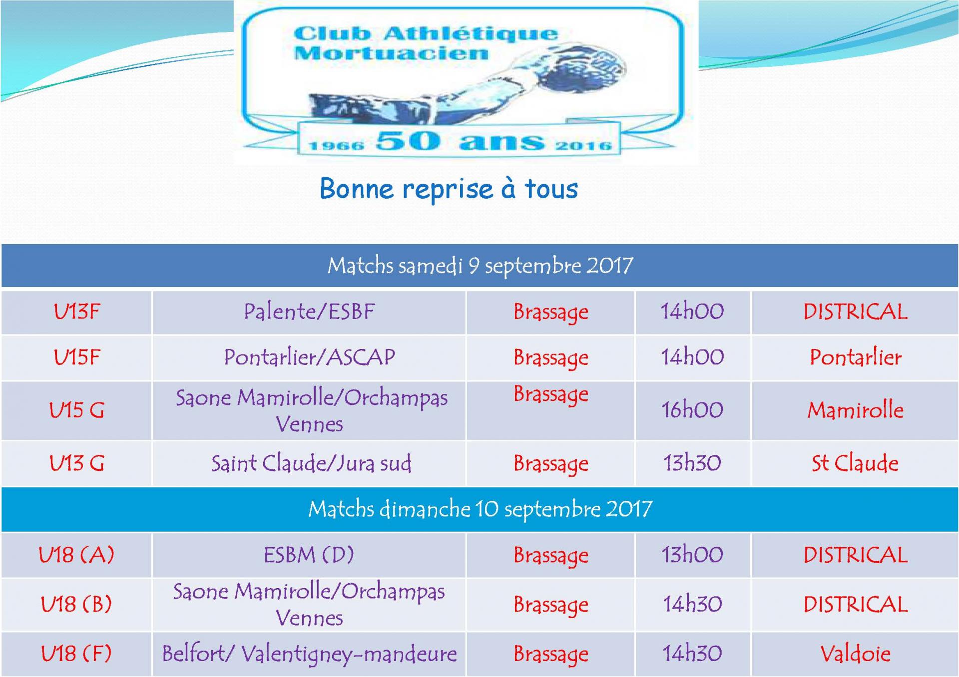050917 matchs semaine 9 10 septembre
