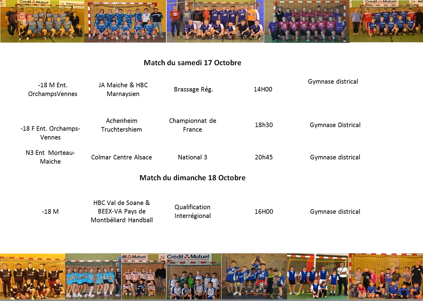 Matchs 17 18 octobre 2015