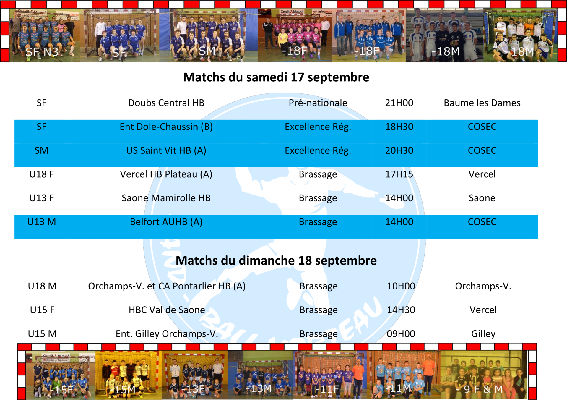 Matchs 17 19 septembre