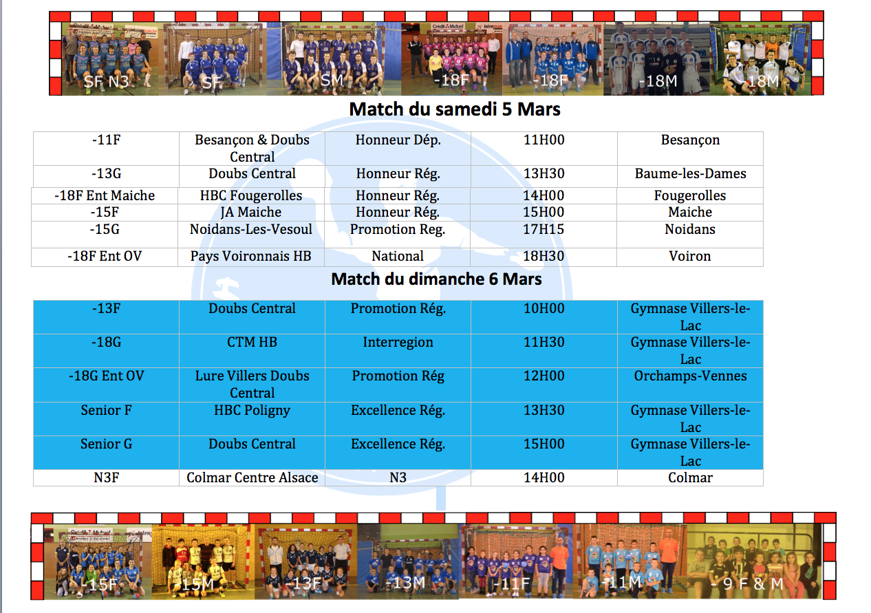 Matchs 5et6 mars