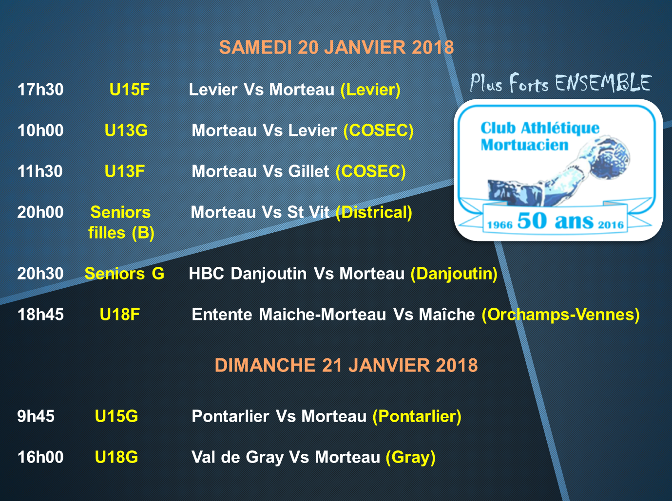 Programme des matchs 20 21 janvier 1