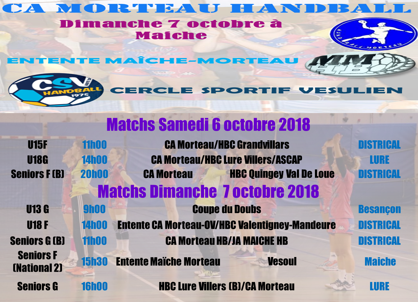 Programme des matchs 6 7 octobre