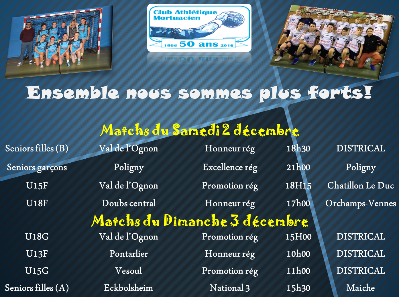 Programme des matchs du 2 3 decembre 1