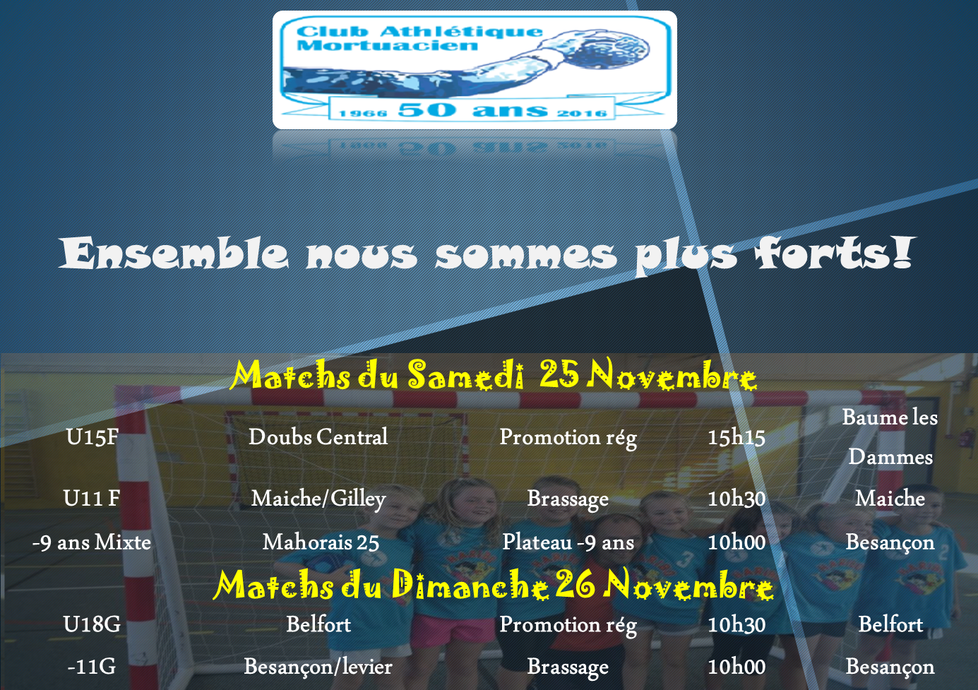 Programme des matchs du 25 26 novembre 1