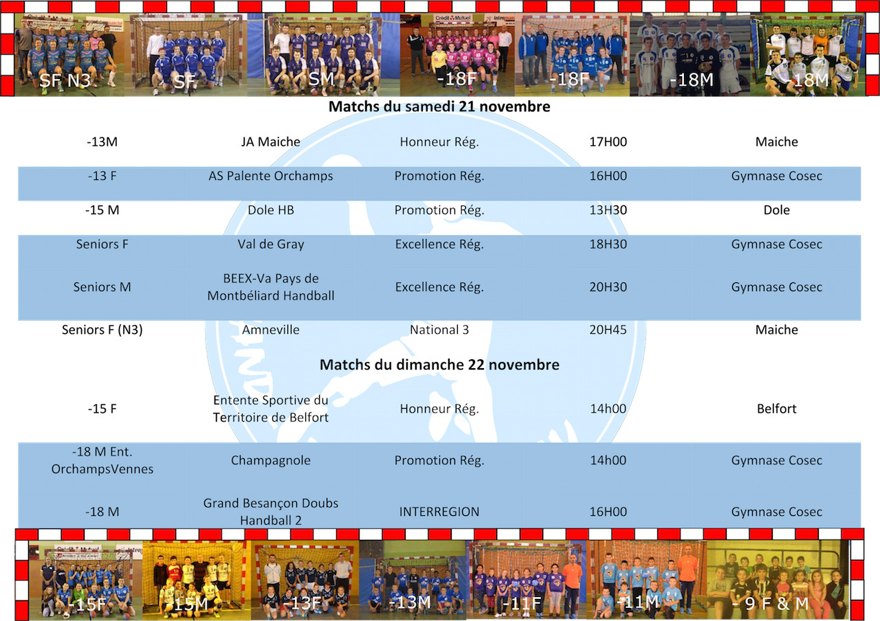 Tableau de matchs we 21 22 nov
