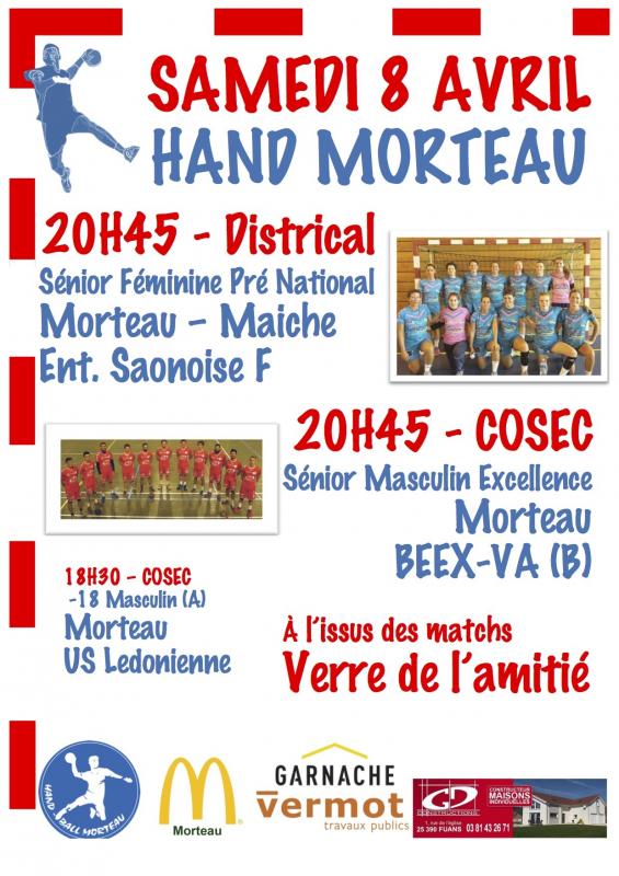 Affiche matchs 8 avril 17